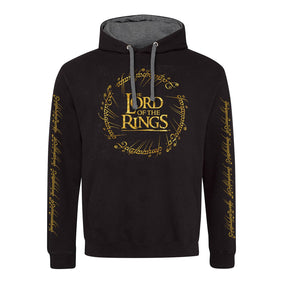 Lord Of The Rings Foil Logo SuperHeroes Inc. Premium Contrast Pullover Hooded Sweatshirt