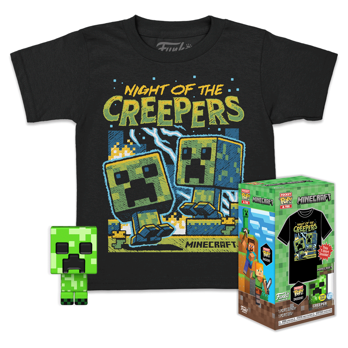 Minecraft Creeper Pocket Pop! Vinyl and Tee Set for Kids