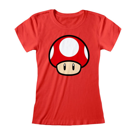 Nintendo Super Mario Power Up Mushroom Womens T-Shirt