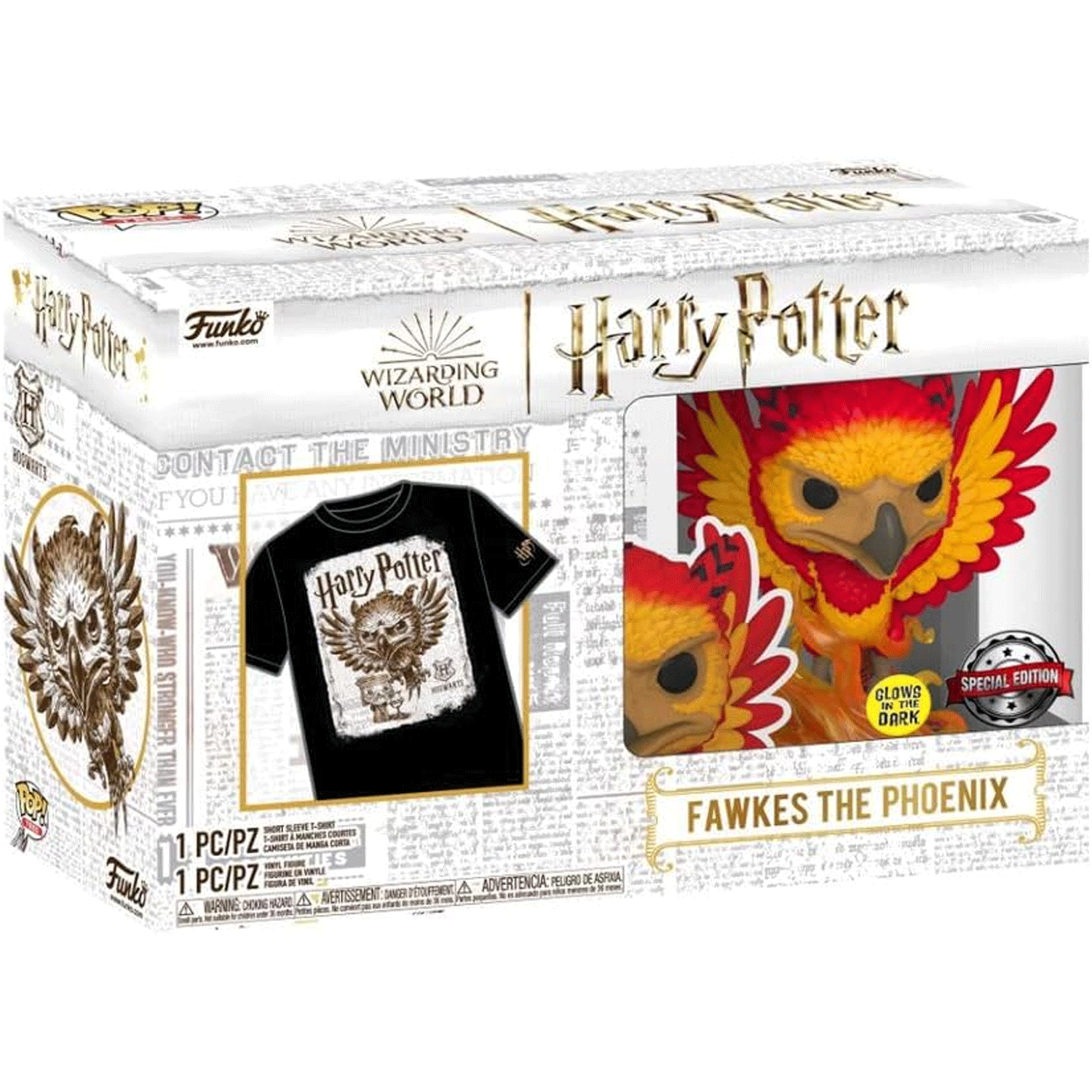 Harry Potter Fawkes the Phoenix Pop! Vinyl and Tee Set