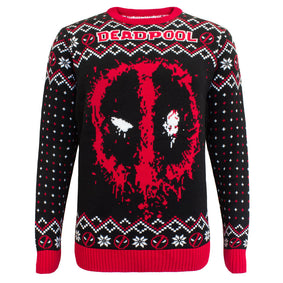 Marvel Comics Deadpool Spray Knitted Christmas Jumper/Sweater