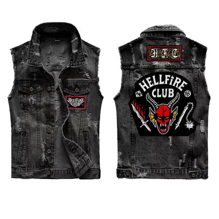 Netflix Stranger Things Hellfire Club Hellfire Club Sleeveless Denim Jacket