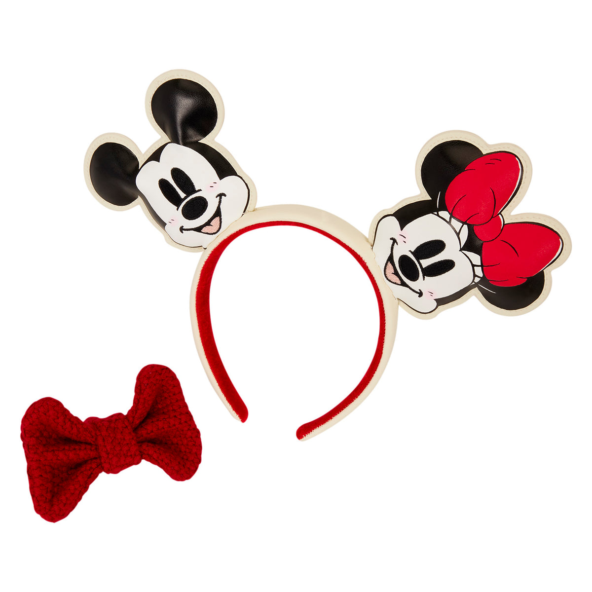 Loungefly x Disney Mickey & Minnie Knit Bow Holiday Ear Headband