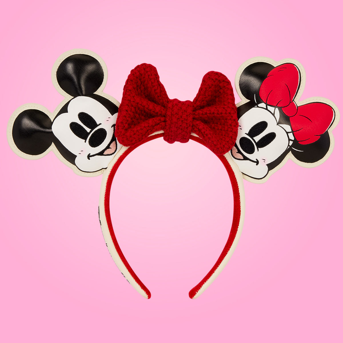 Loungefly x Disney Mickey & Minnie Knit Bow Holiday Ear Headband
