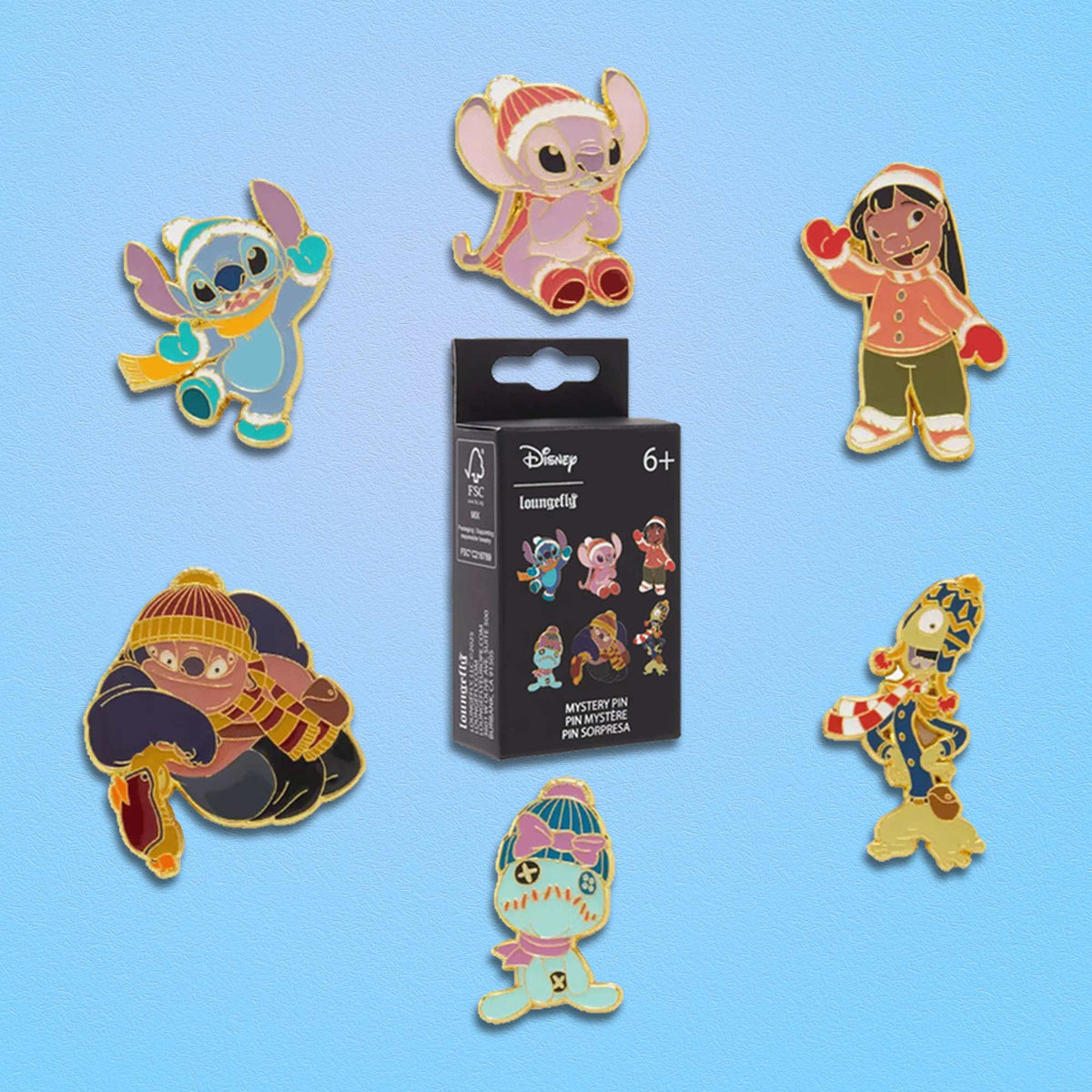 Loungefly x Disney Lilo & Stitch Winter Theme Blind Box Mystery Pin