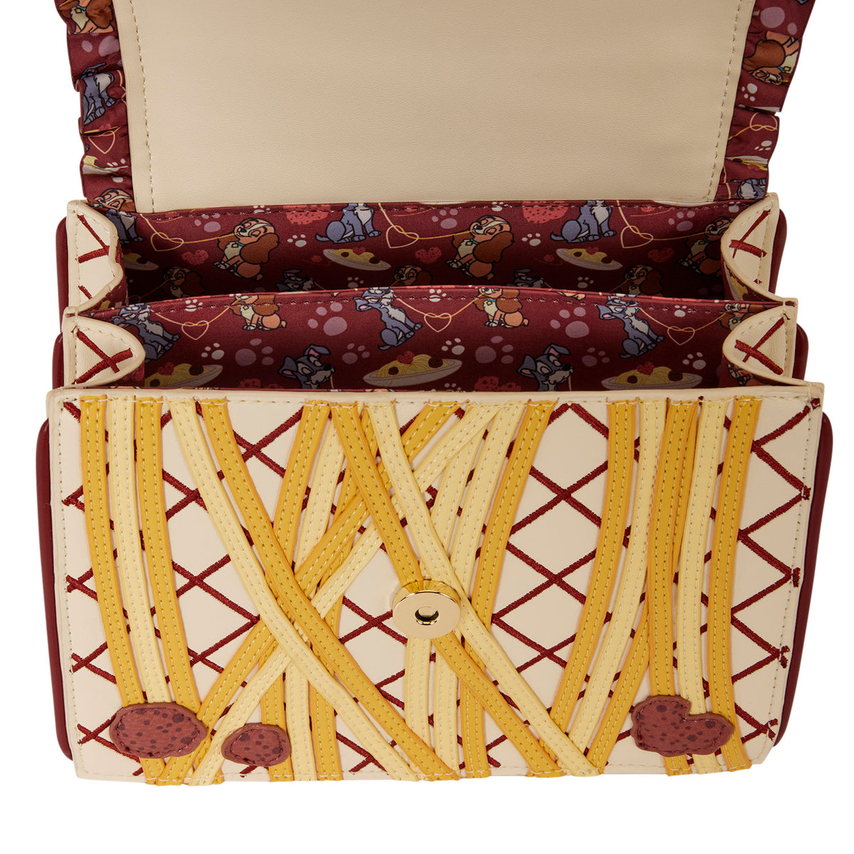 Loungefly x Disney Lady & the Tramp Spaghetti Dinner Charm Crossbody Bag