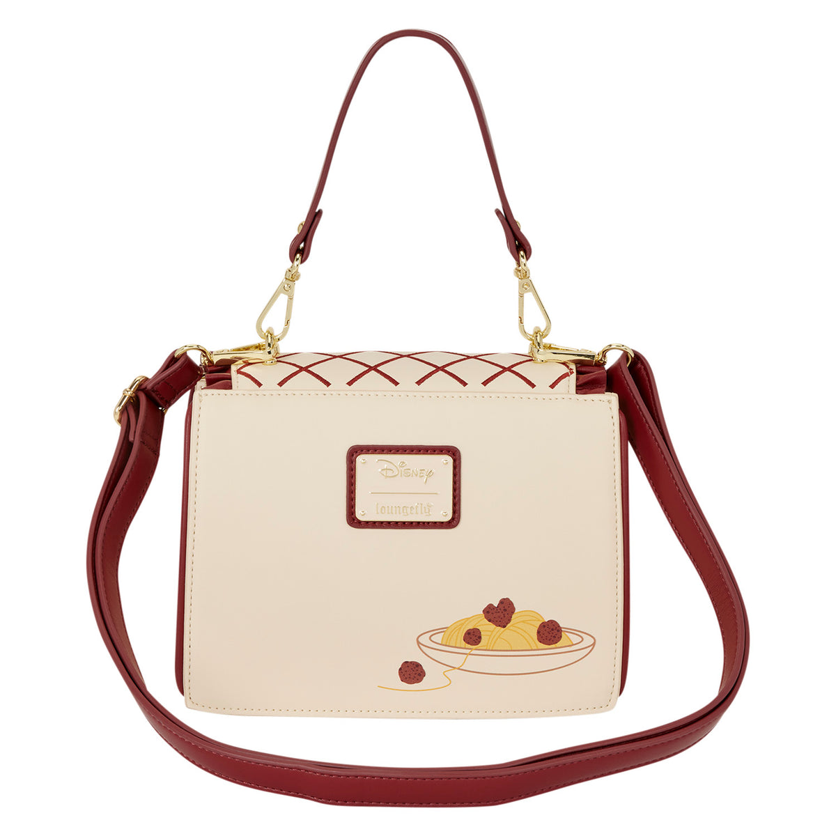 Loungefly x Disney Lady & the Tramp Spaghetti Dinner Charm Crossbody Bag