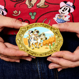 Loungefly x Disney Western Mickey and Minnie Mouse Belt Buckle 3 Inch Pin