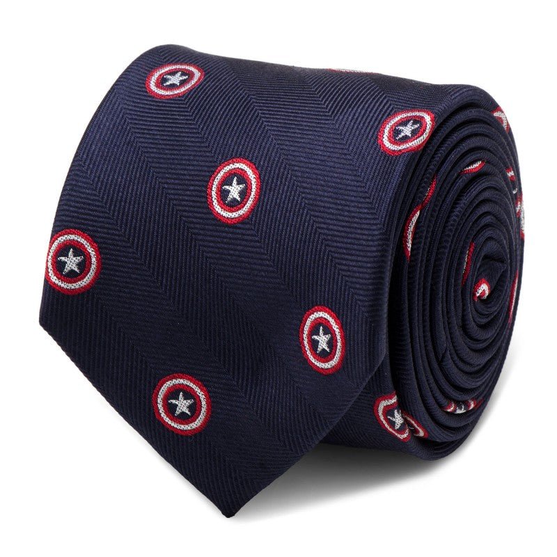 Captain America Navy Silk Tie - GeekCore