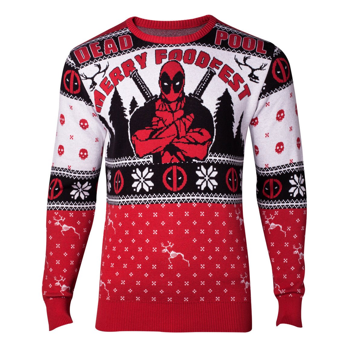 Deadpool Merry Foodfest Knitted Christmas Jumper / Sweater - GeekCore