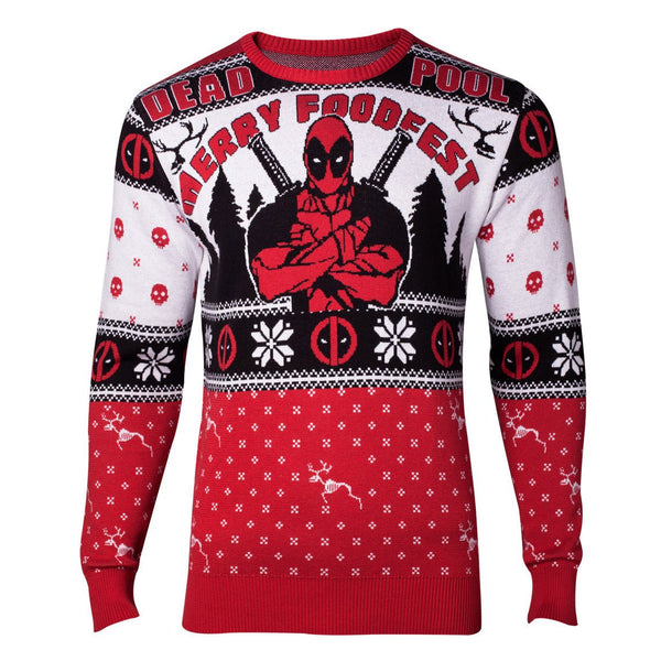 Deadpool Merry Foodfest Knitted Christmas Jumper / Sweater - GeekCore