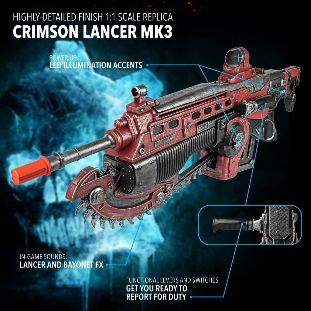 Gears 5 Crimson Red Customized Lancer Mk3 Replica GeekCore