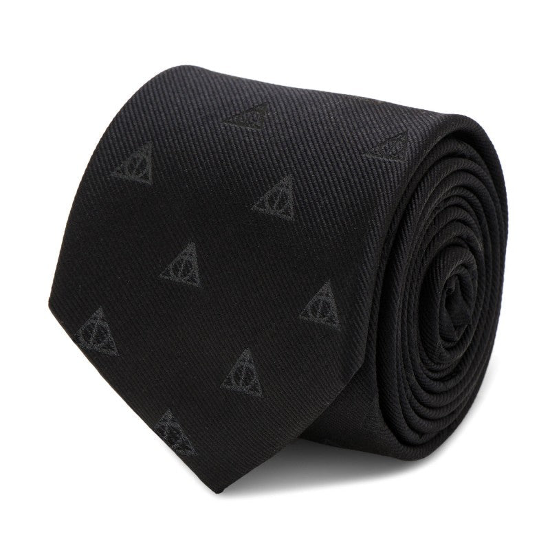 Harry Potter Deathly Hallows Black Silk Tie - GeekCore