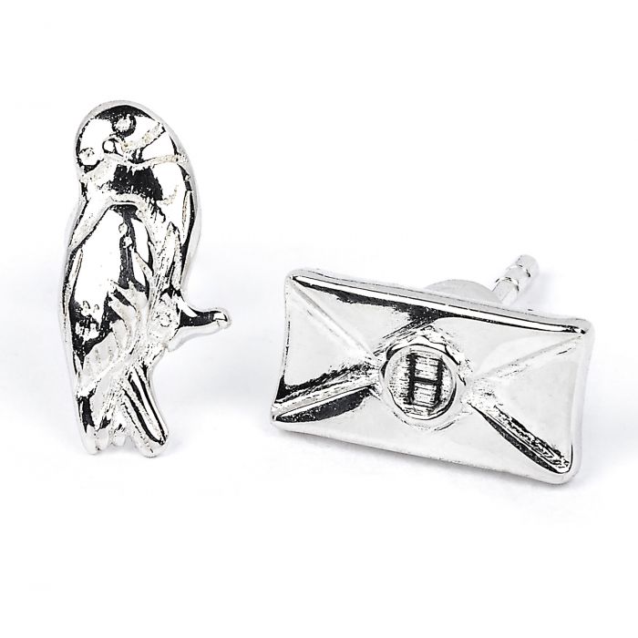 Harry Potter Hedwig and Letter Silver Plated Stud Earrings - GeekCore