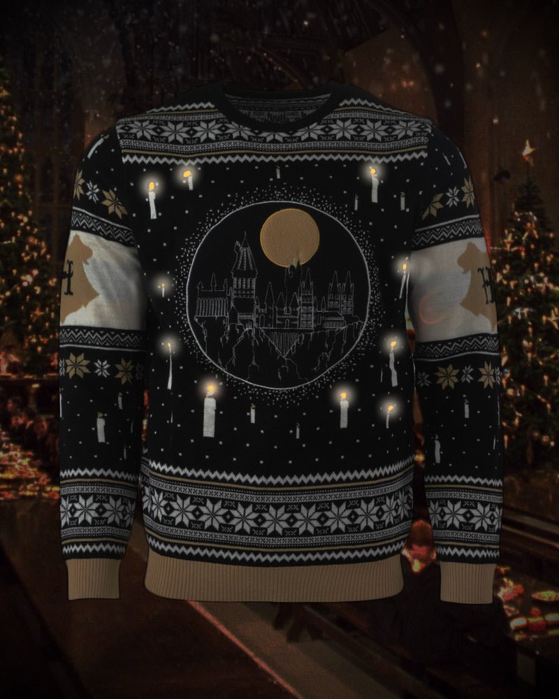 Harry Potter Hogwarts Castle LED Knitted Christmas Jumper / Sweater - GeekCore