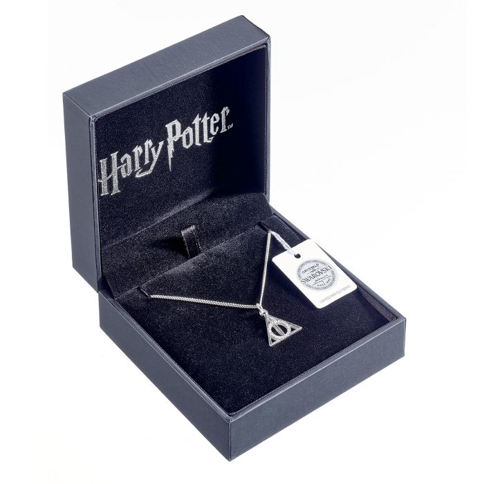 Harry Potter Sterling Silver Deathly Hallows Necklace with Swarovski Crystals - GeekCore