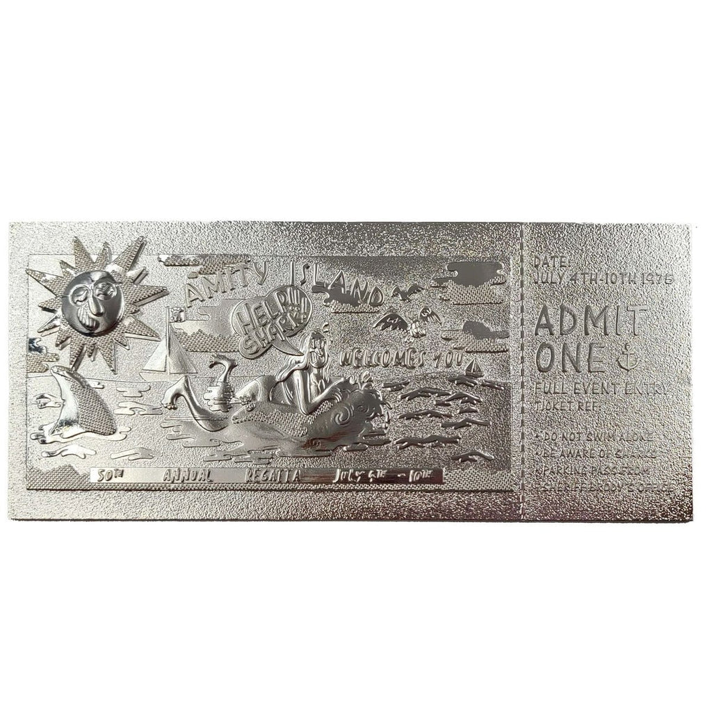 Jaws Amity Island 50th Annual Regatta Silver Plated Limited Edition Ticket - GeekCore