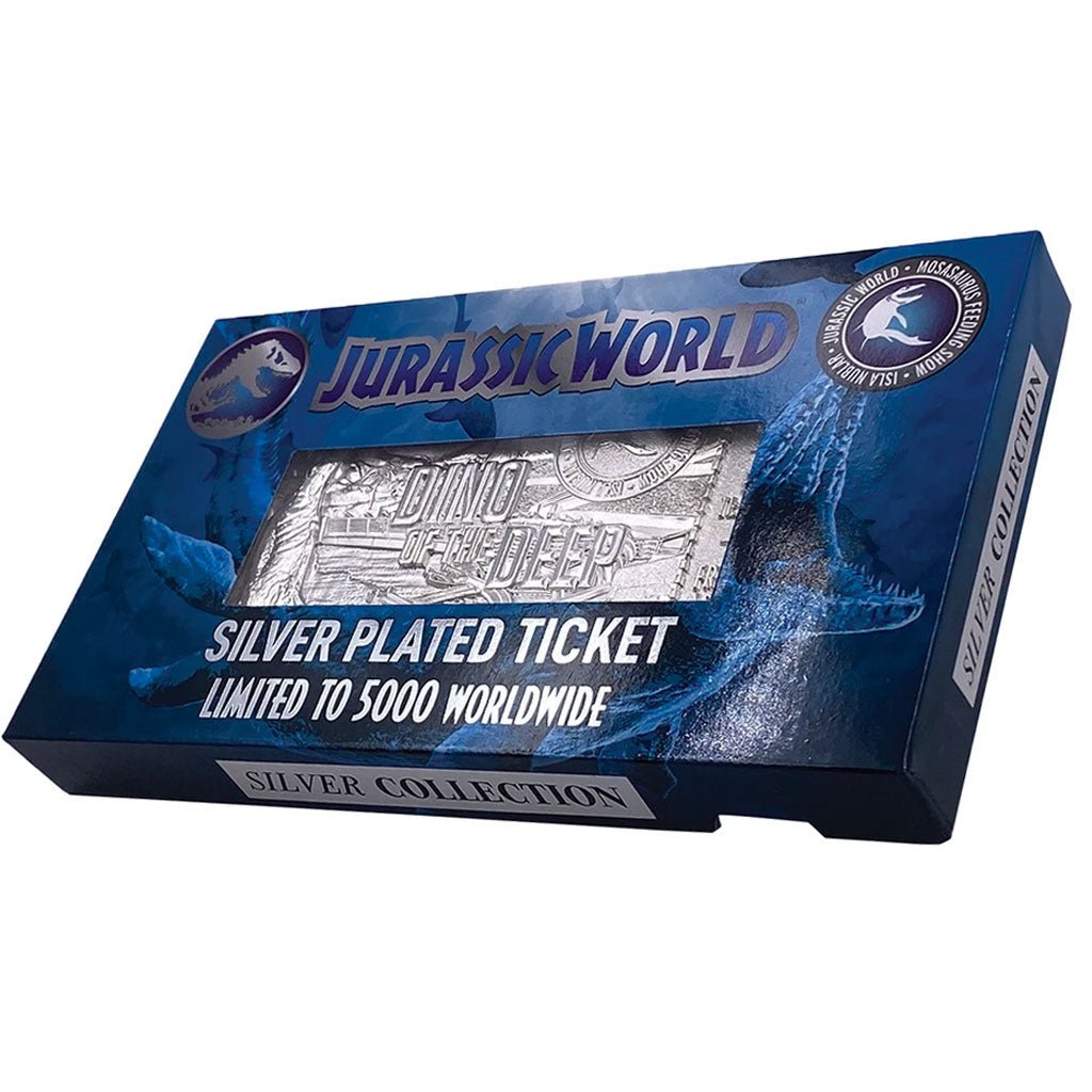 Jurassic World Mosasaurus Silver Plated Collectible Ticket - GeekCore
