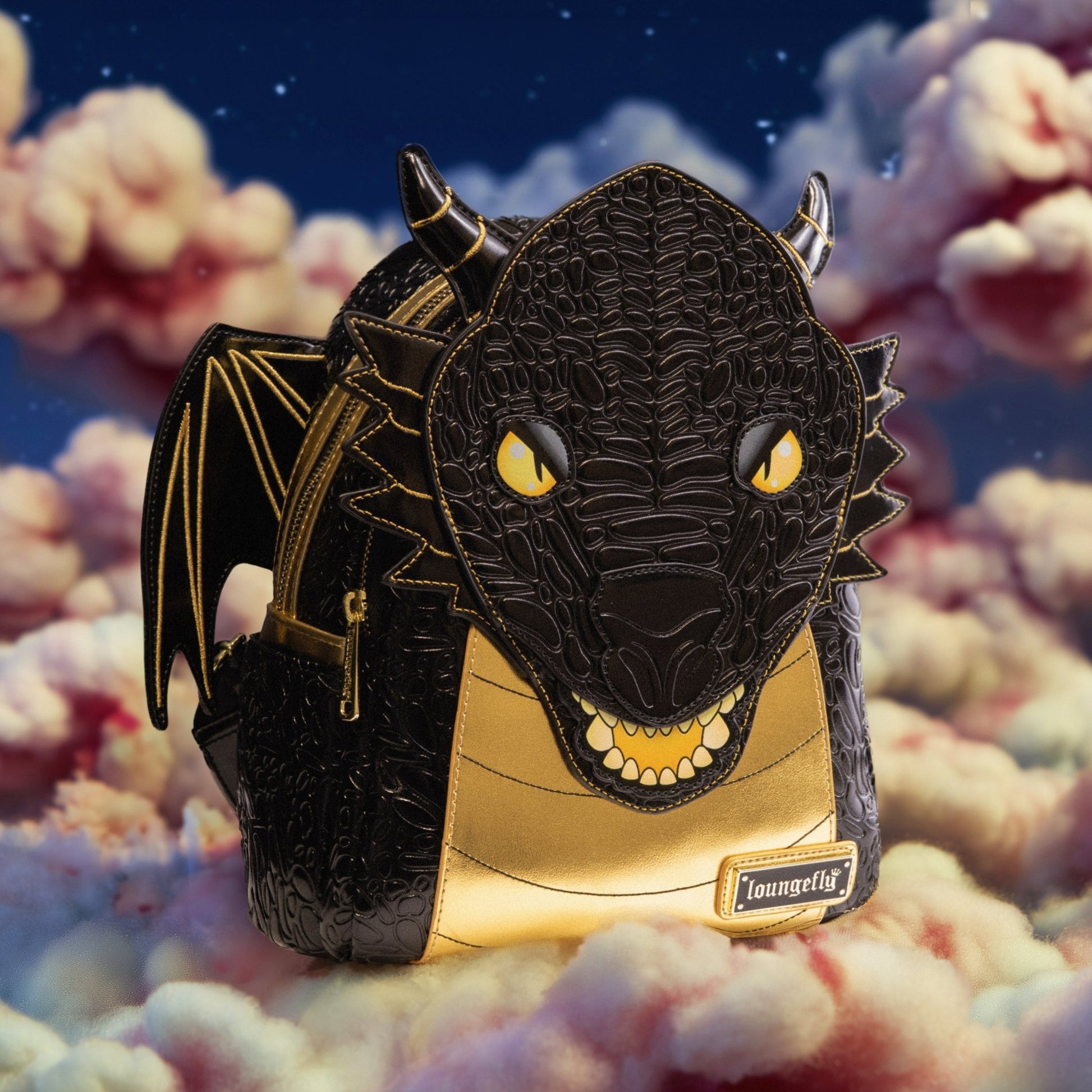 Loungefly Originals Black and Gold Dragon Mini Backpack - GeekCore
