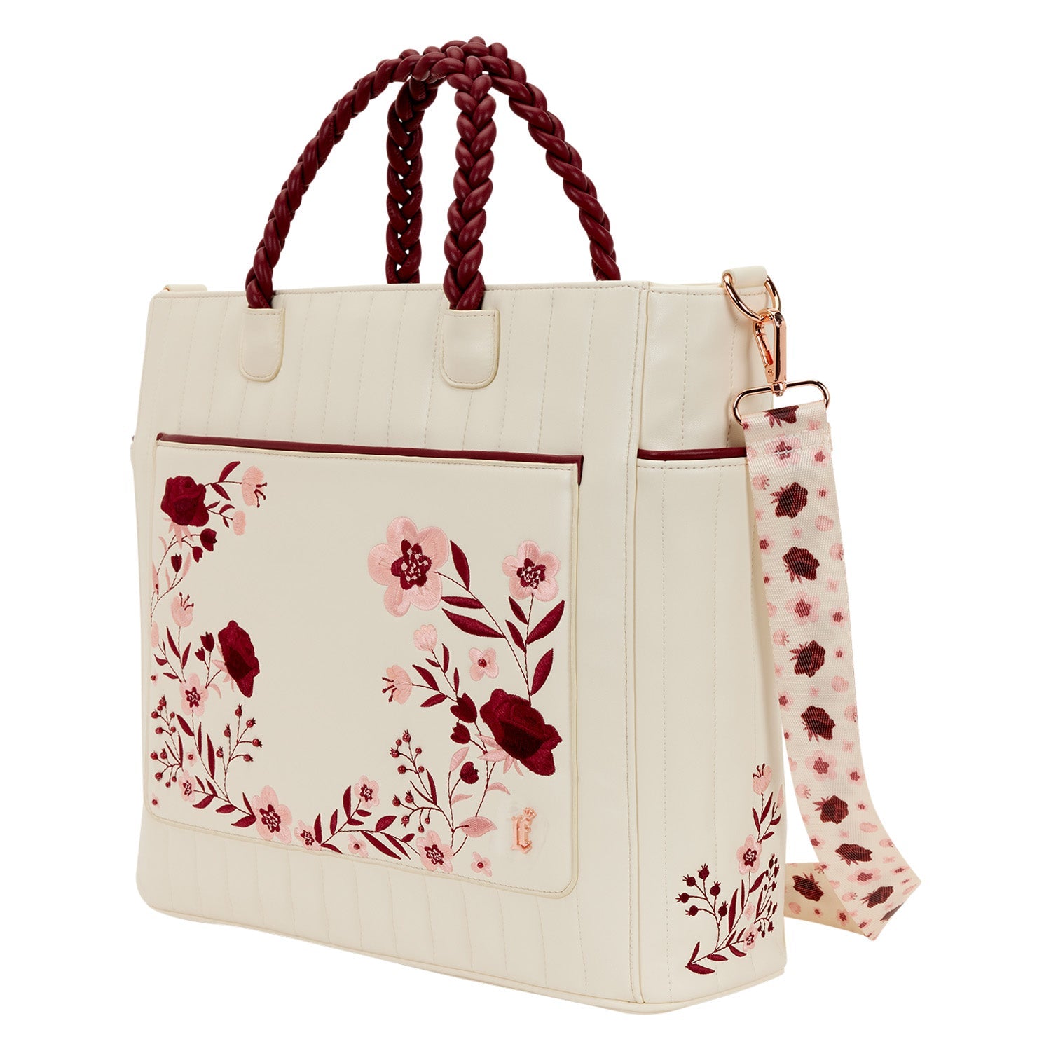 Loungefly Originals Cream & Red Floral Tote Bag - GeekCore