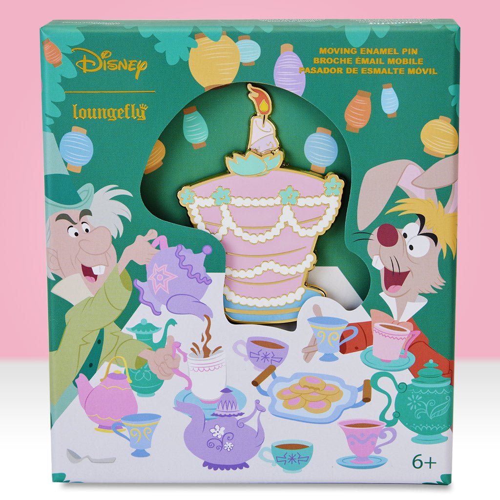 Loungefly x Disney Alice in Wonderland Unbirthday Cake Sliding 3 Inch Pin - GeekCore