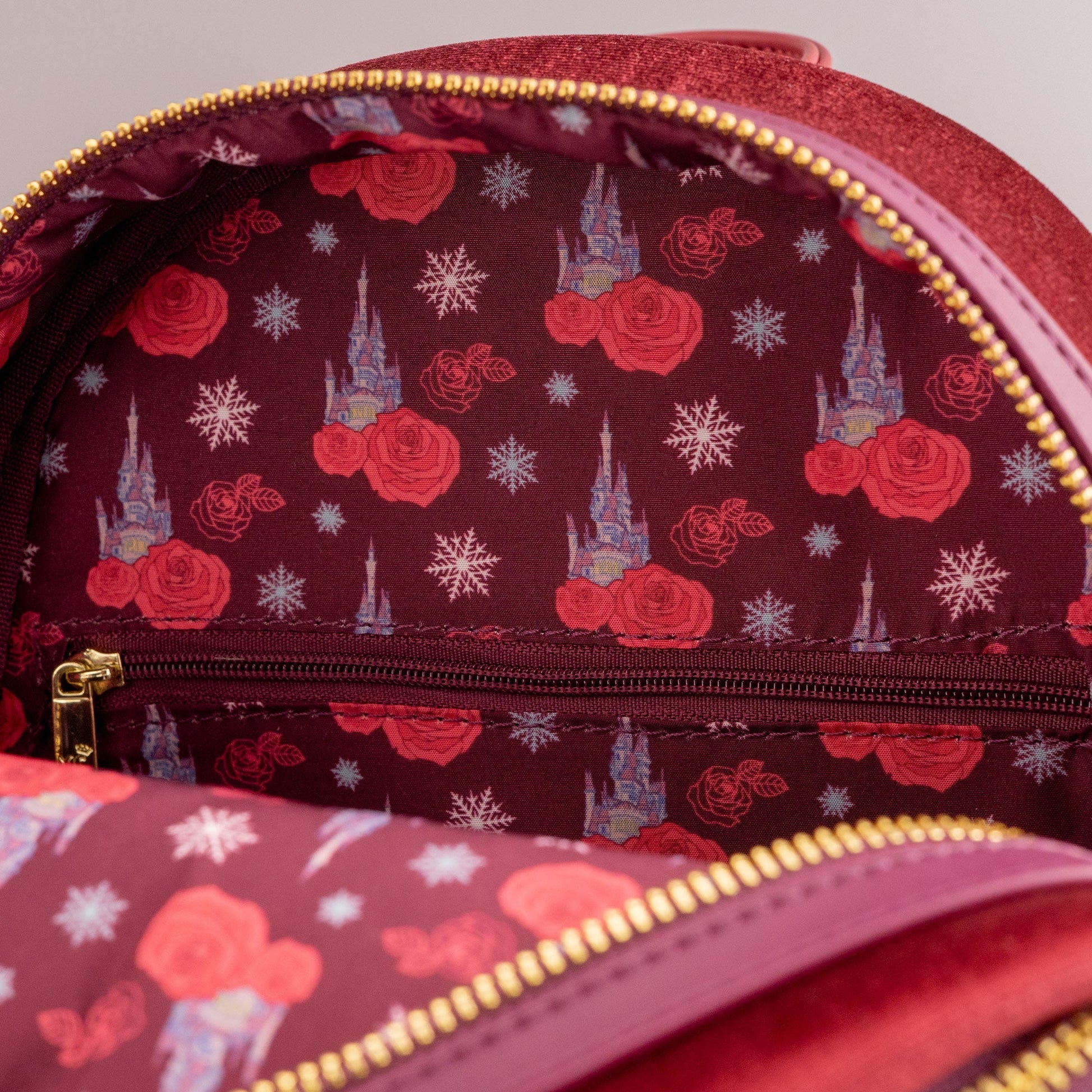 enchanted winter - loungefly disney winter belle cosplay mini backpack Loungefly x Disney Beauty and the Beast Enchanted Belle Winter Scene M – GeekCore