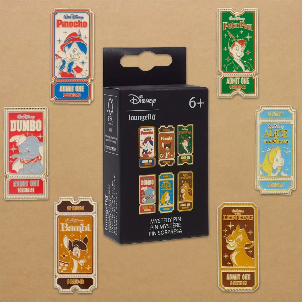 Loungefly x Disney Classic Films Ticket Stub Blind Box Mystery Pin - GeekCore