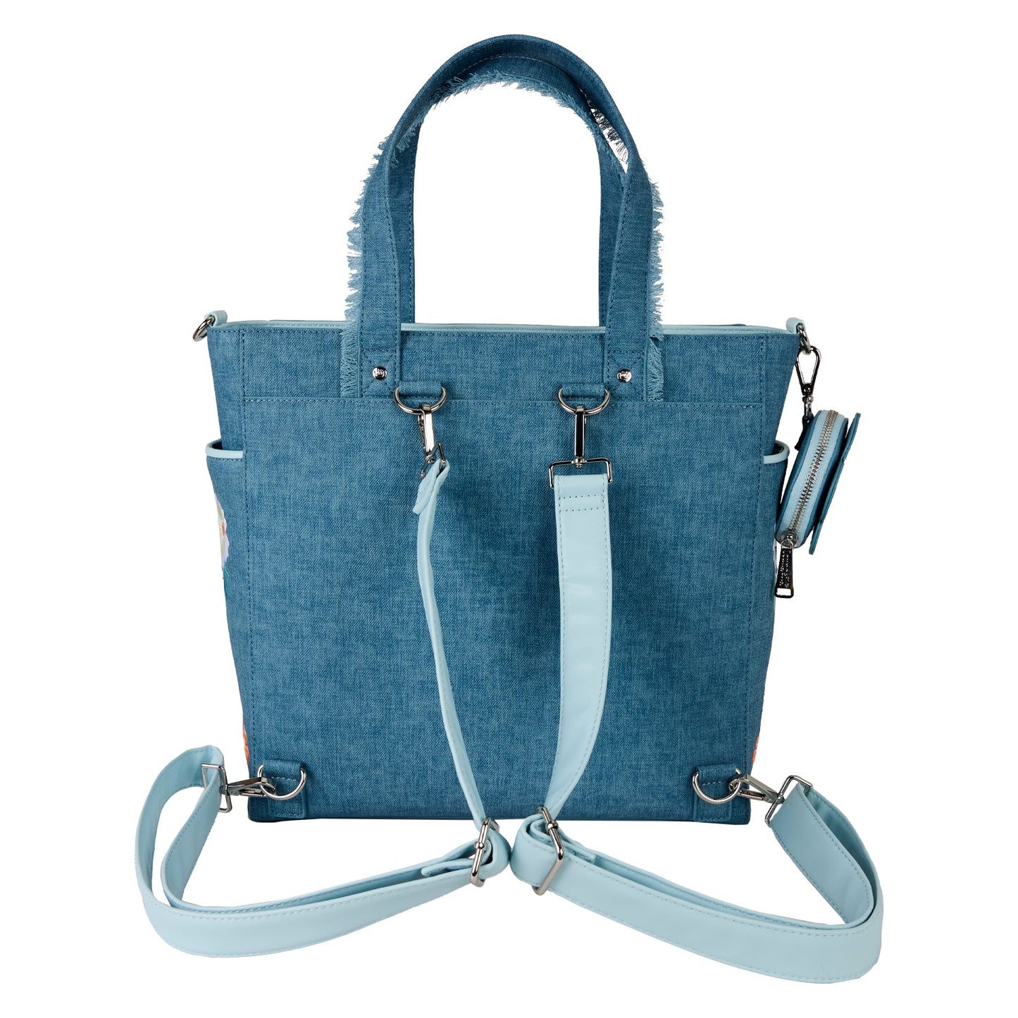 Loungefly x Disney Dogs & Cats Faux Denim Convertible Tote Bag with Coin Bag - GeekCore