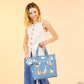 Loungefly x Disney Dogs & Cats Faux Denim Convertible Tote Bag with Coin Bag - GeekCore