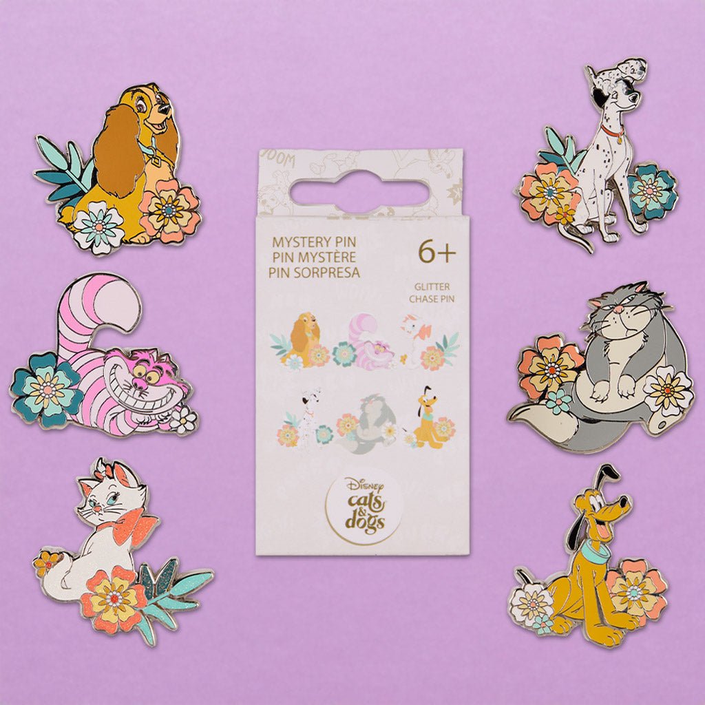 Loungefly x Disney Dogs & Cats Floral Blind Box Mystery Pin - GeekCore