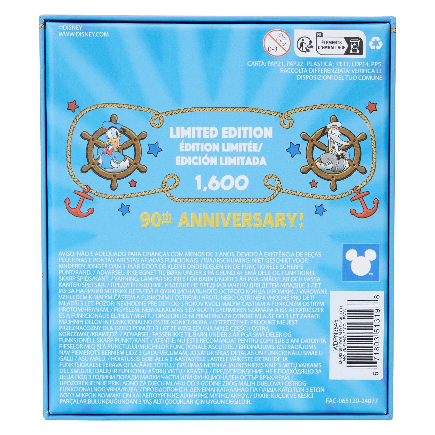 Loungefly x Disney Donald Duck 90th Anniversary 3" Collectors Pin - GeekCore
