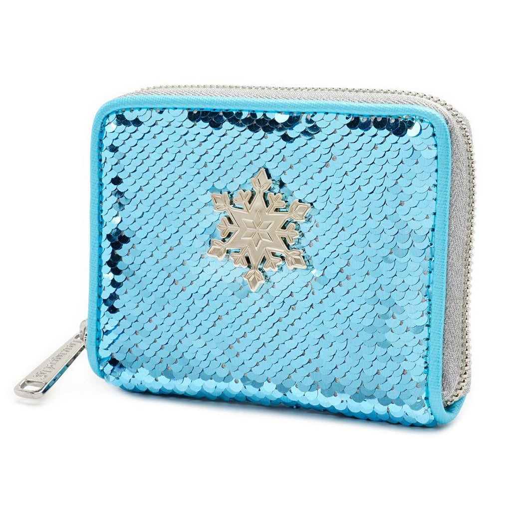Loungefly X Disney Frozen Elsa Reversible Sequin Zip Around Purse - GeekCore