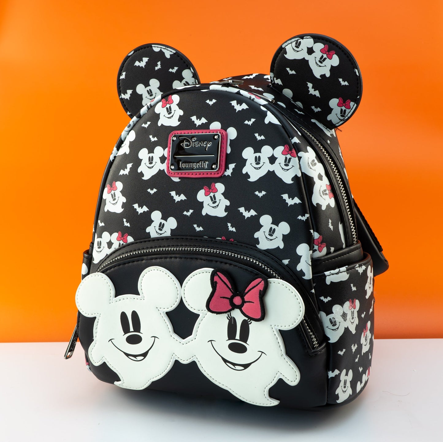 Loungefly x Disney Ghost Mickey and Minnie Glow in the Dark Print Mini Backpack - GeekCore