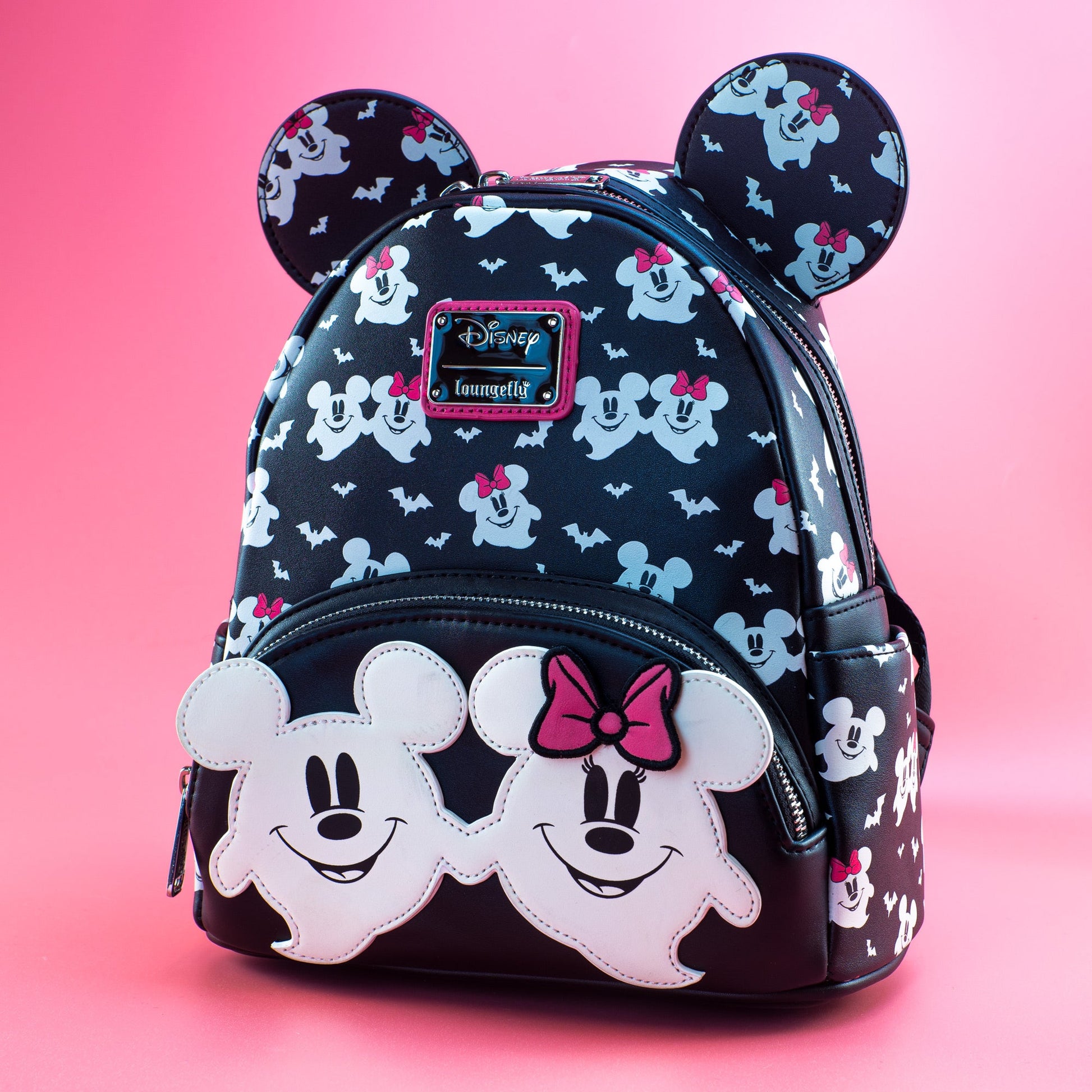 enlarge loungefly disney mickey mouse ghost glow-in-the-dark mini backpack Loungefly x Disney Ghost Mickey and Minnie Glow in the Dark Print Mini – GeekCore