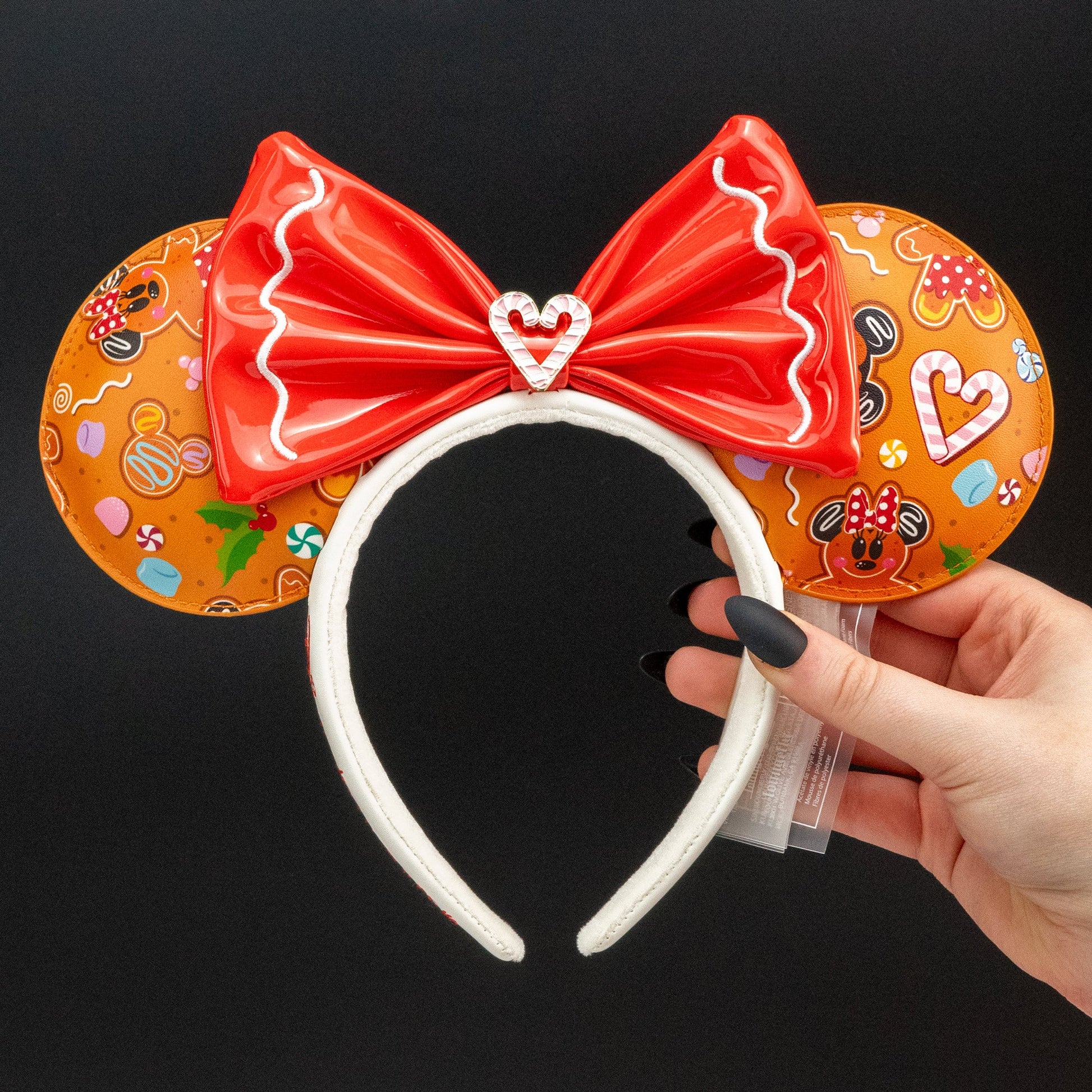 Loungefly x Disney Gingerbread All Over Print Patent Bow Heart Headband - GeekCore