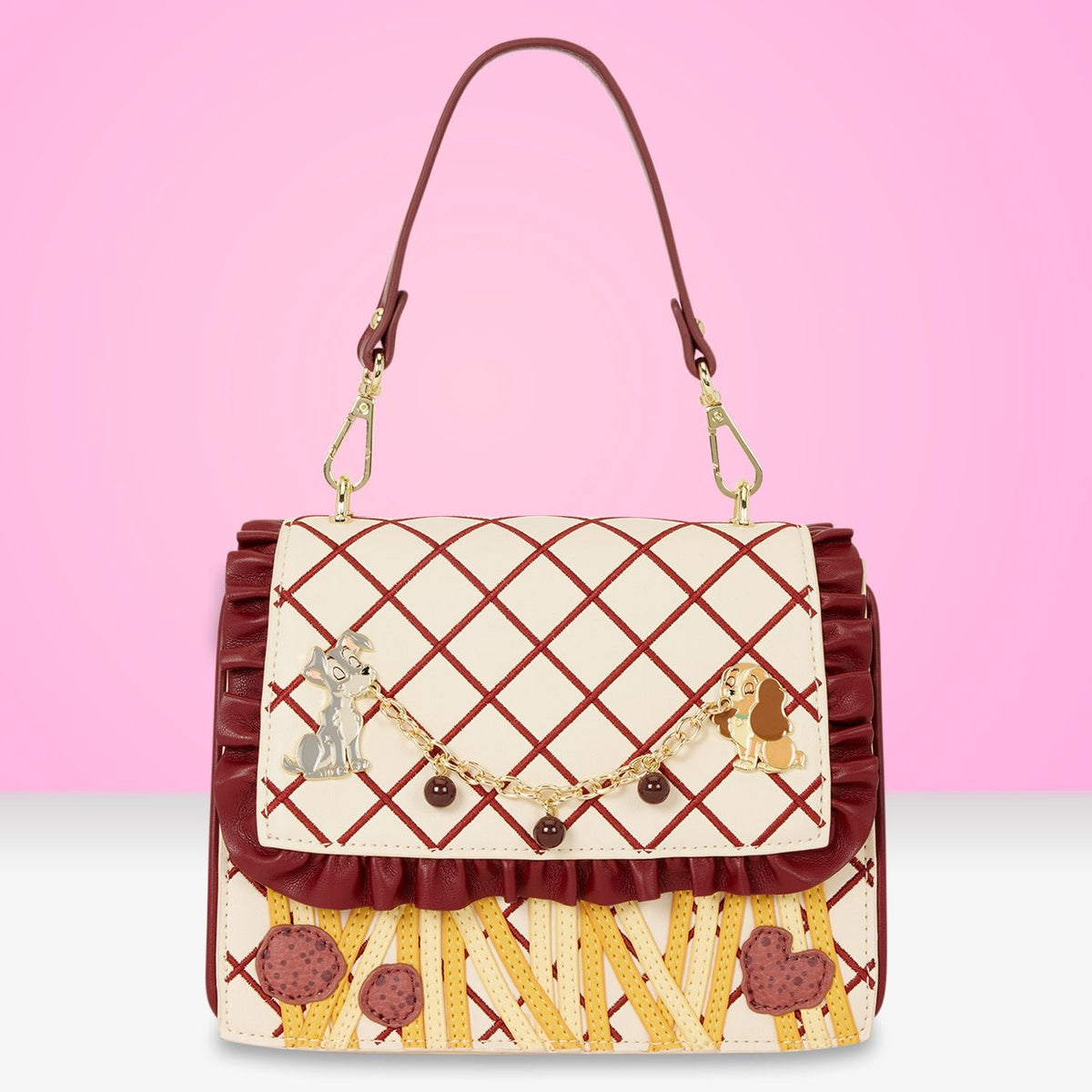 Loungefly x Disney Lady & the Tramp Spaghetti Dinner Charm Crossbody Bag - GeekCore