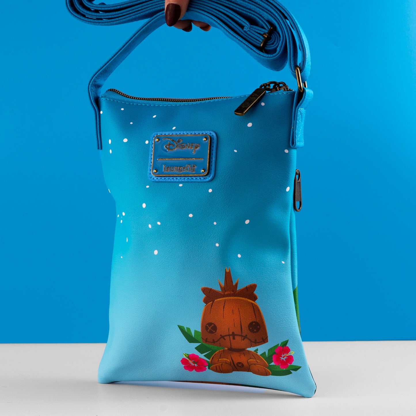 Loungefly x Disney Lilo and Stitch Carved Wood Tiki Stitch Passport Bag - GeekCore