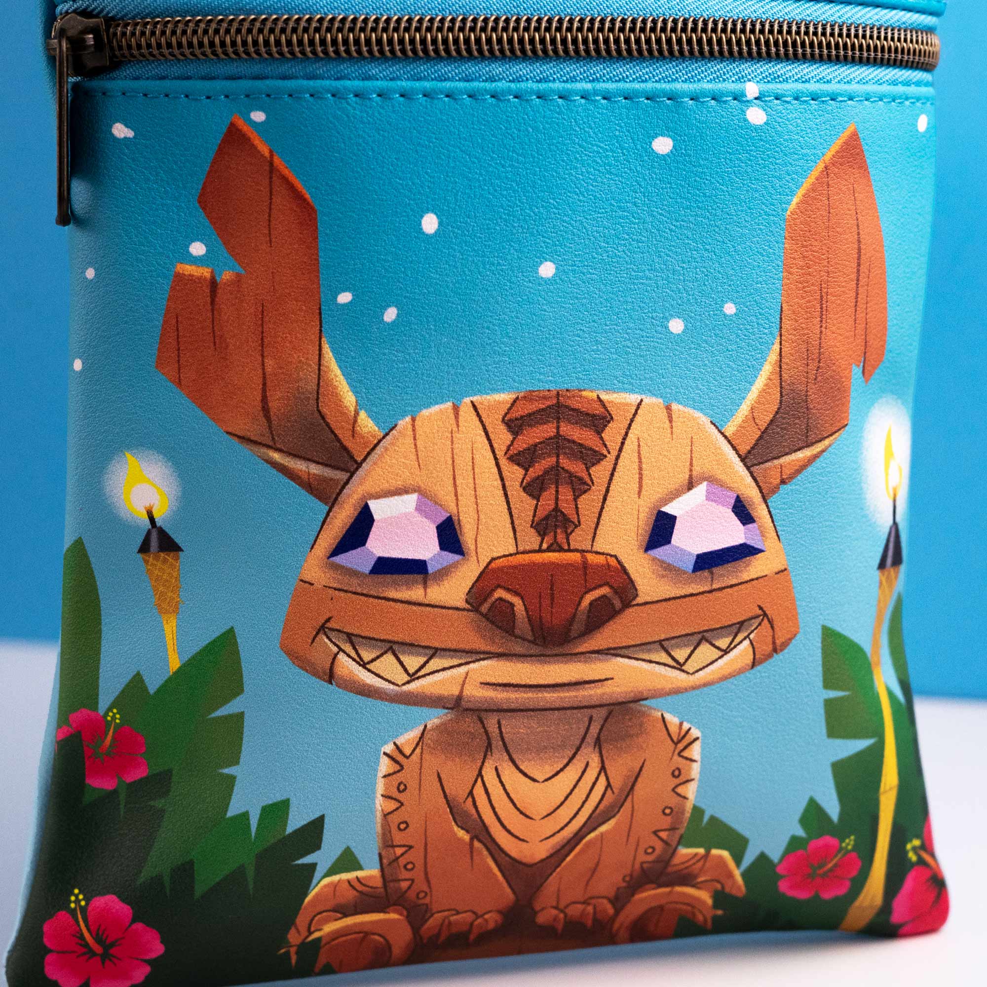 Loungefly x Disney Lilo and Stitch Carved Wood Tiki Stitch Passport Bag - GeekCore