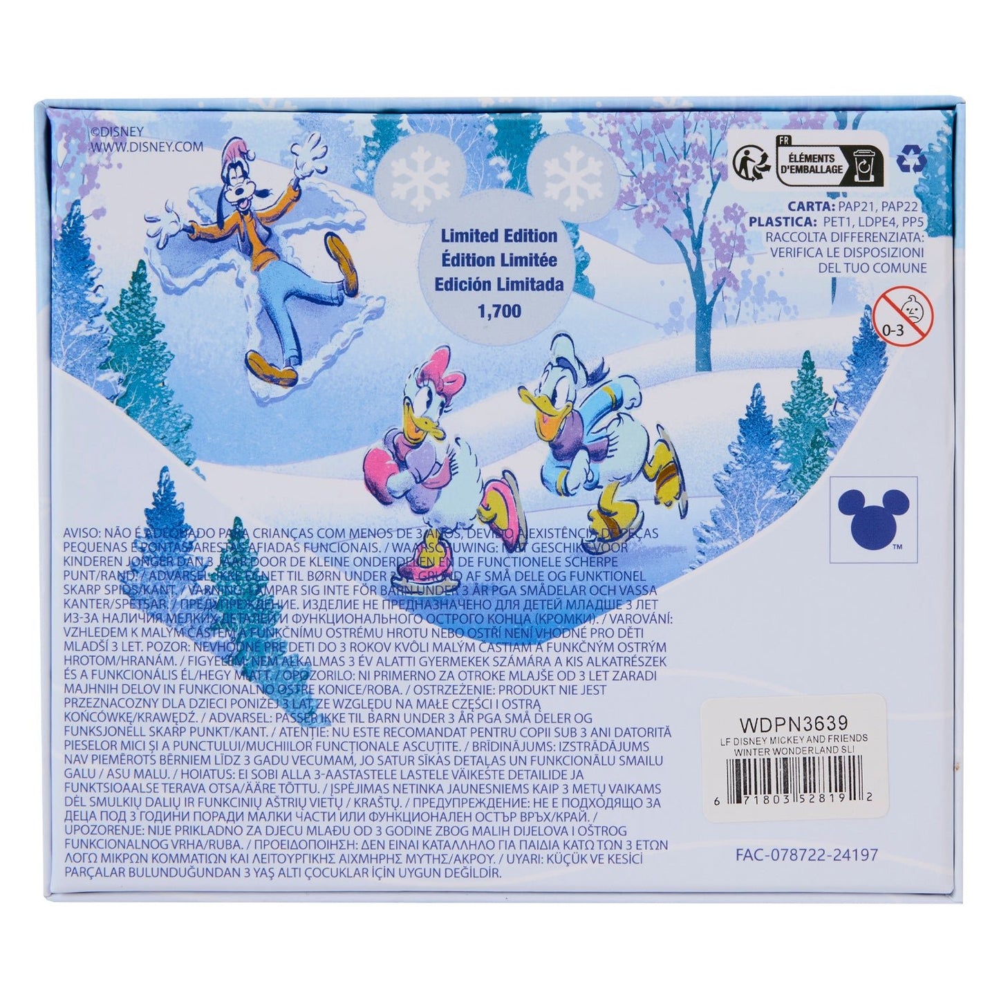 Loungefly x Disney Mickey And Friends Winter Wonderland Sliding 3" Collectors Pin - GeekCore