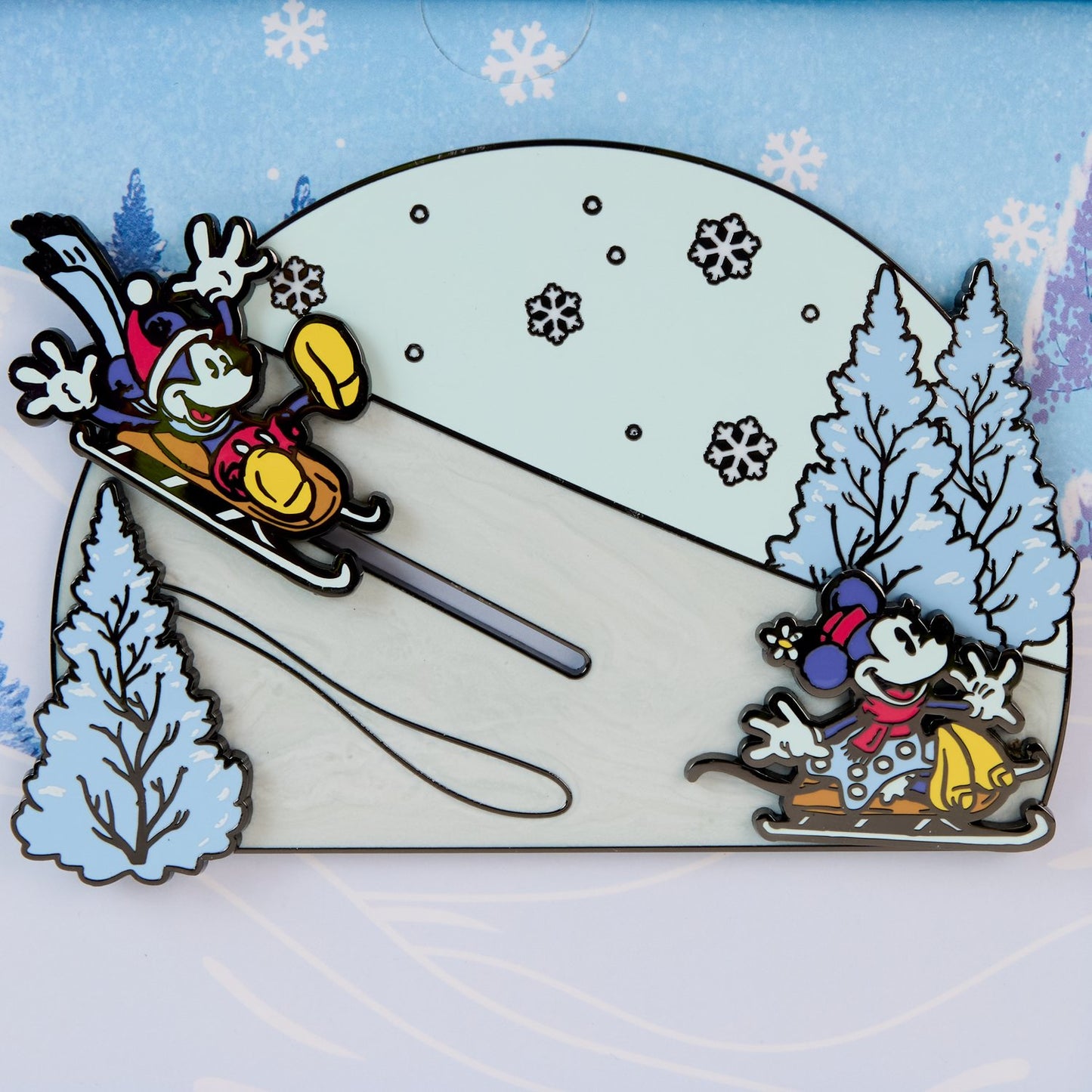Loungefly x Disney Mickey And Friends Winter Wonderland Sliding 3" Collectors Pin - GeekCore