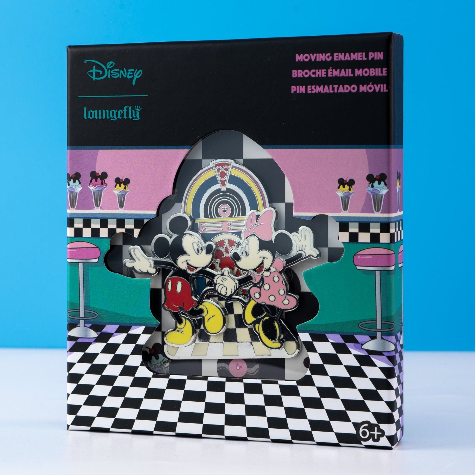 Loungefly x Disney Mickey and Minnie Mouse Date Night Jukebox 3 Inch Sliding Pin - GeekCore