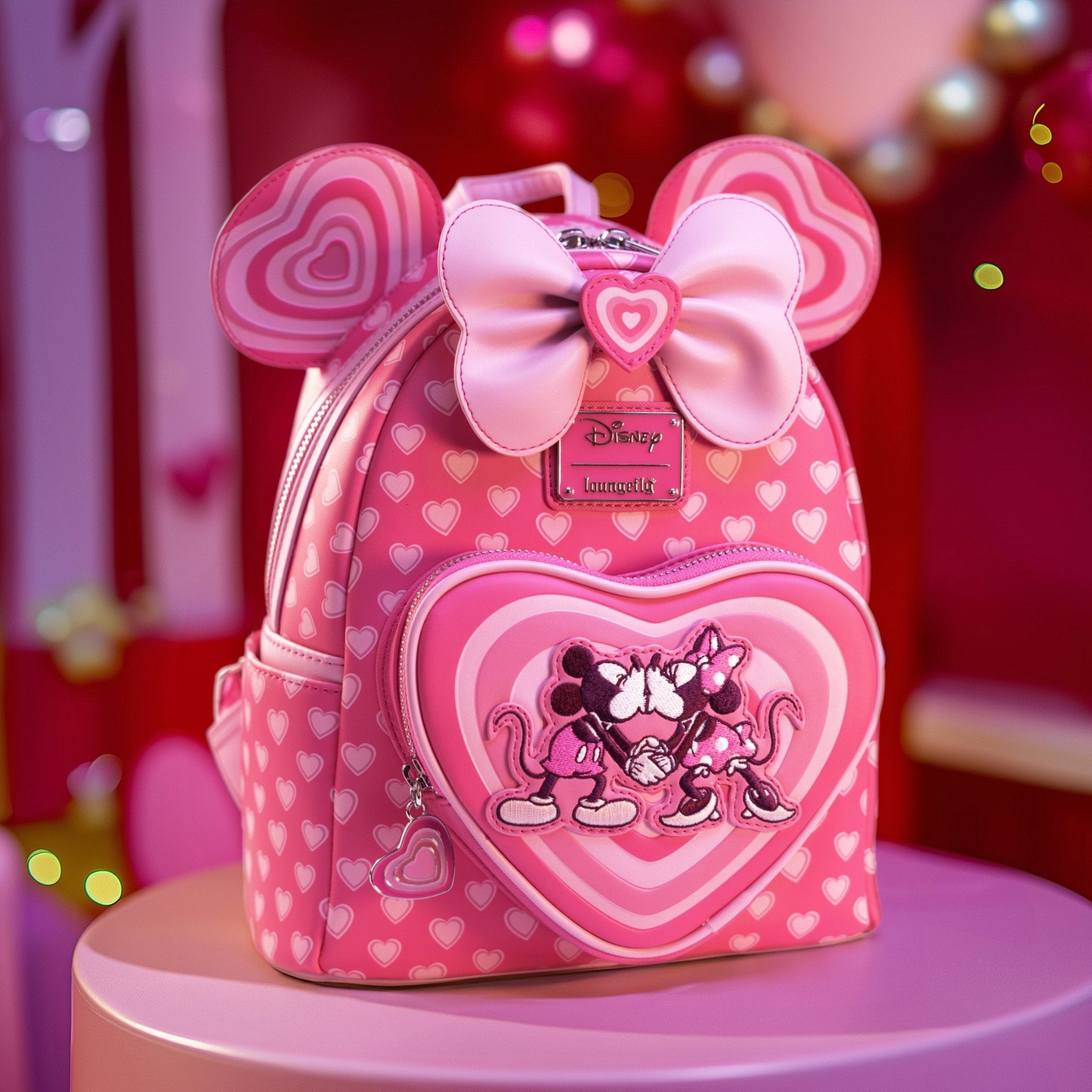 Loungefly x Disney Mickey and Minnie Pink Valentines Mini Backpack - GeekCore