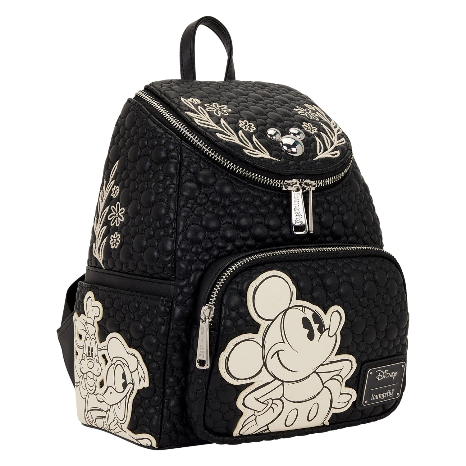 Loungefly x Disney Mickey & Friends Quilted Floral Mini Backpack - GeekCore