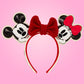 Loungefly x Disney Mickey & Minnie Knit Bow Holiday Ear Headband - GeekCore