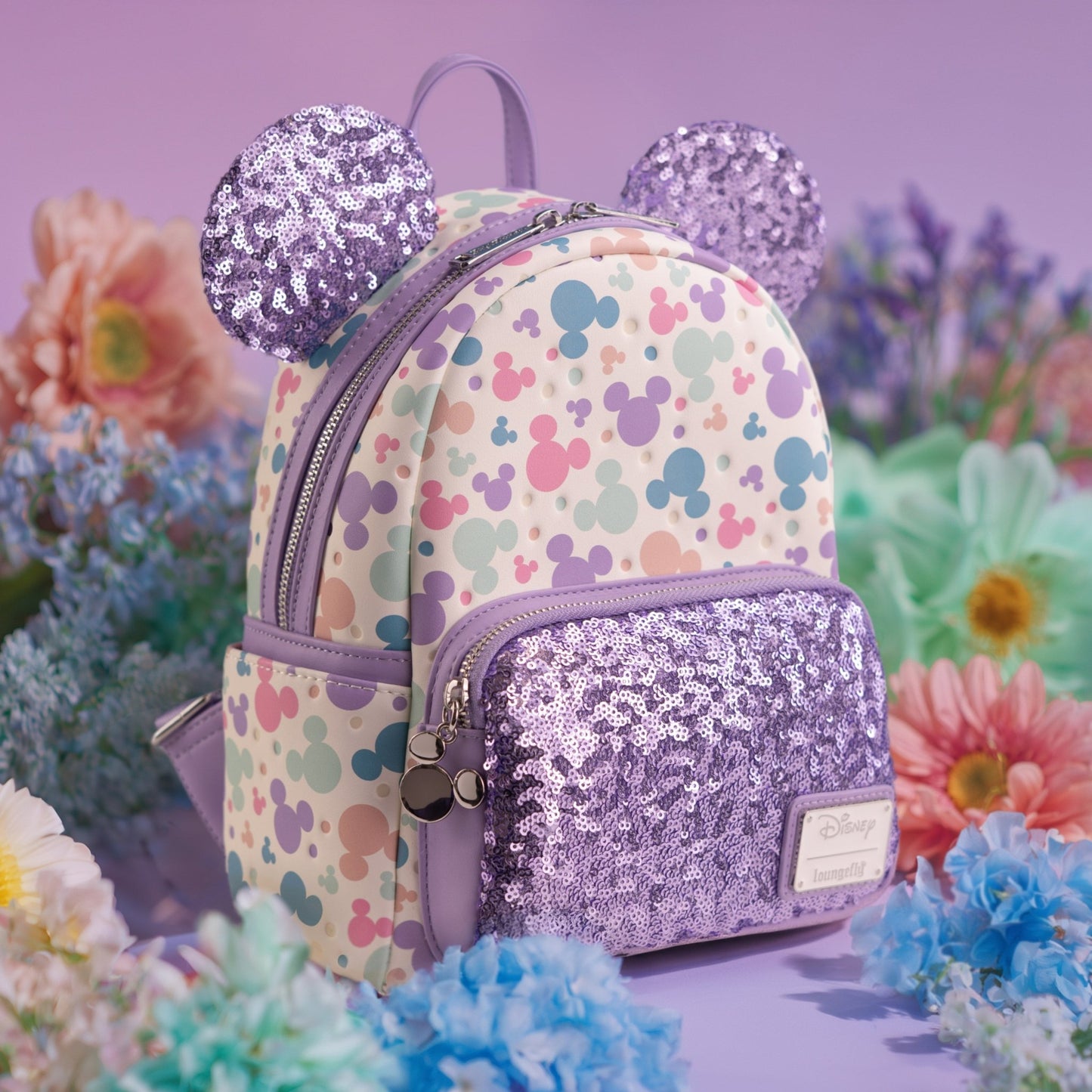 Loungefly x Disney Mickey Mouse Pastel AOP Sequin Mini Backpack - GeekCore