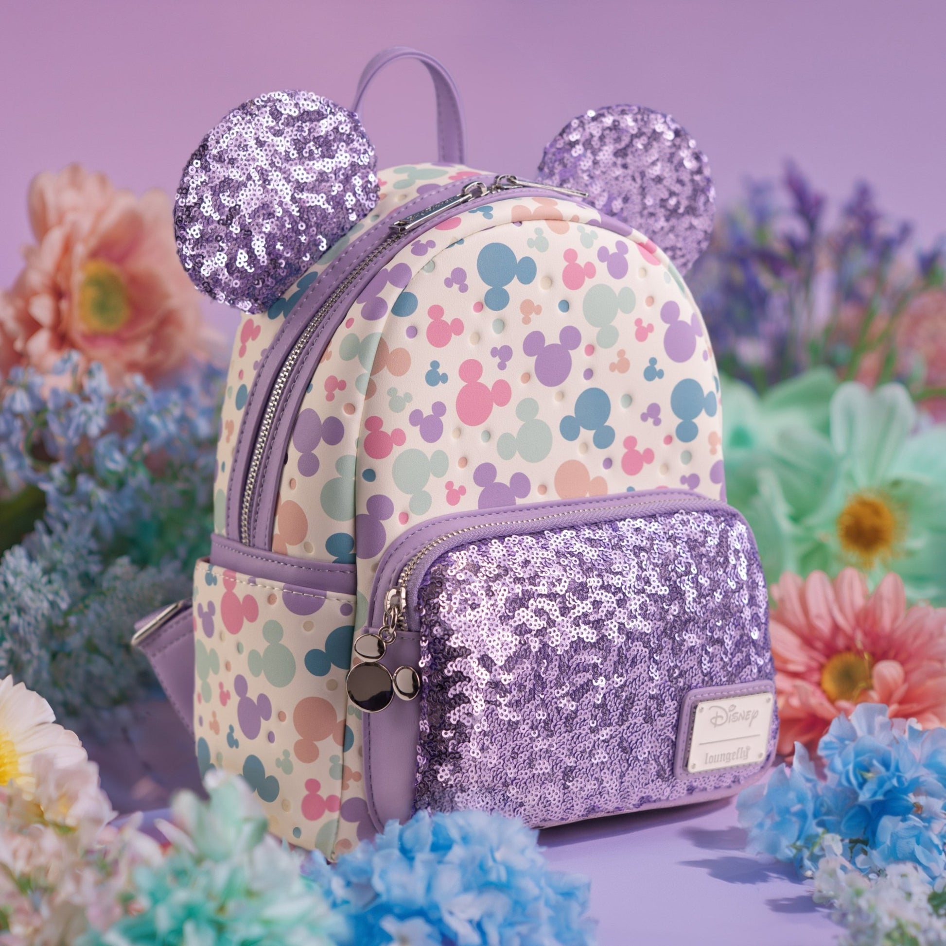 Loungefly x Disney Mickey Mouse Pastel AOP Sequin Mini Backpack - GeekCore