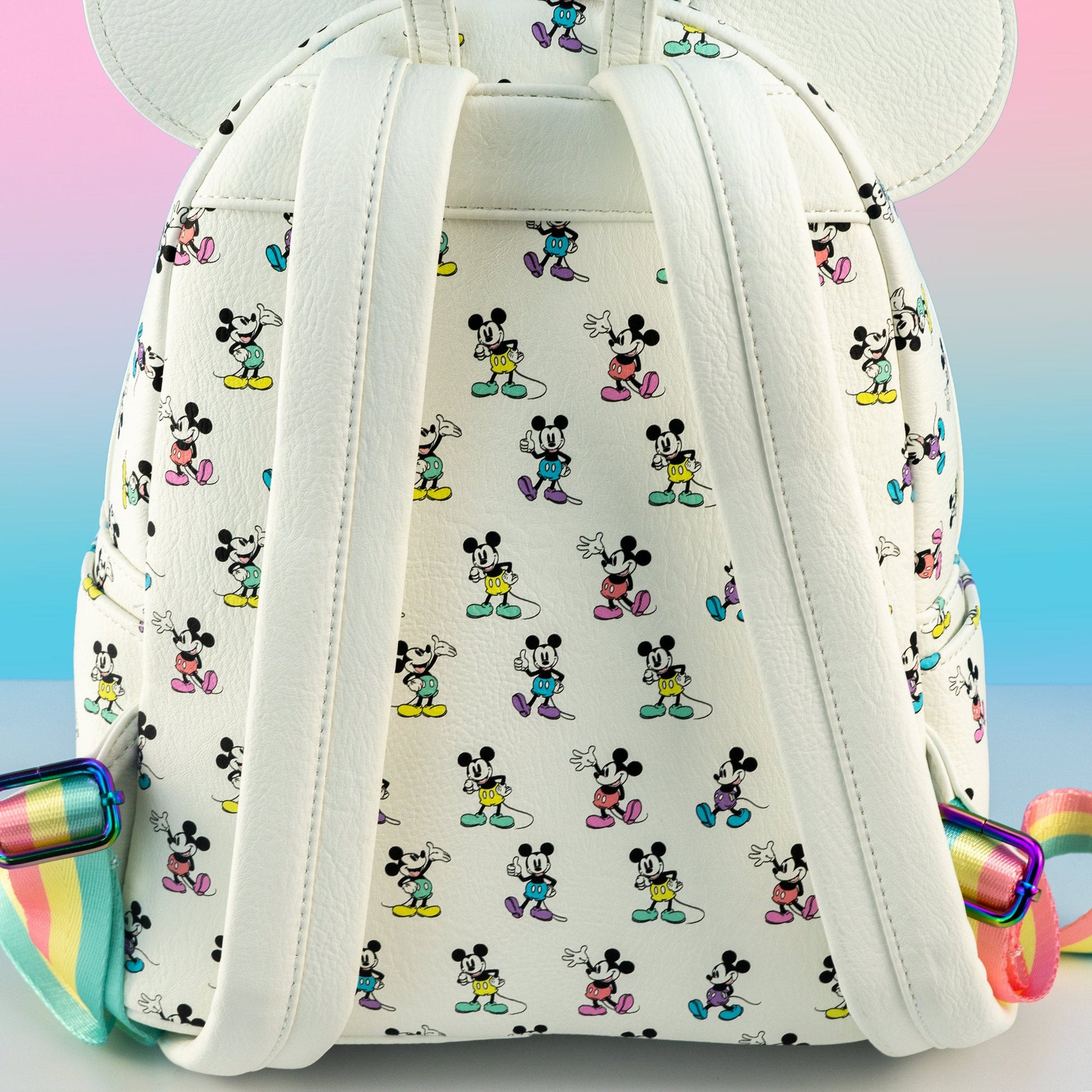 disney mickey mouse rainbow mini backpack by loungefly Loungefly x Disney Mickey Mouse Pastel Rainbow Poses Mini Backpack – GeekCore
