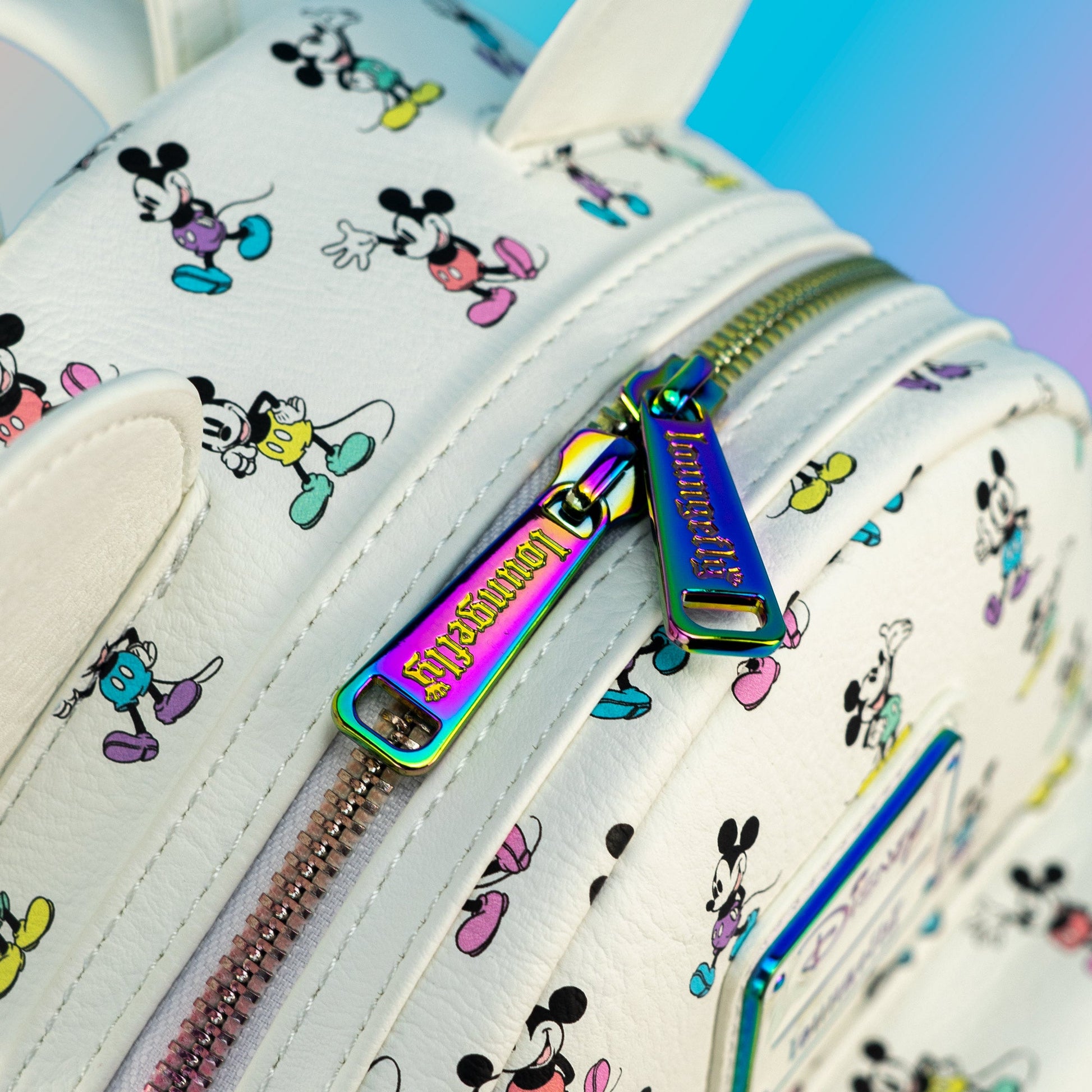 disney mickey mouse rainbow mini backpack by loungefly Loungefly x Disney Mickey Mouse Pastel Rainbow Poses Mini Backpack – GeekCore