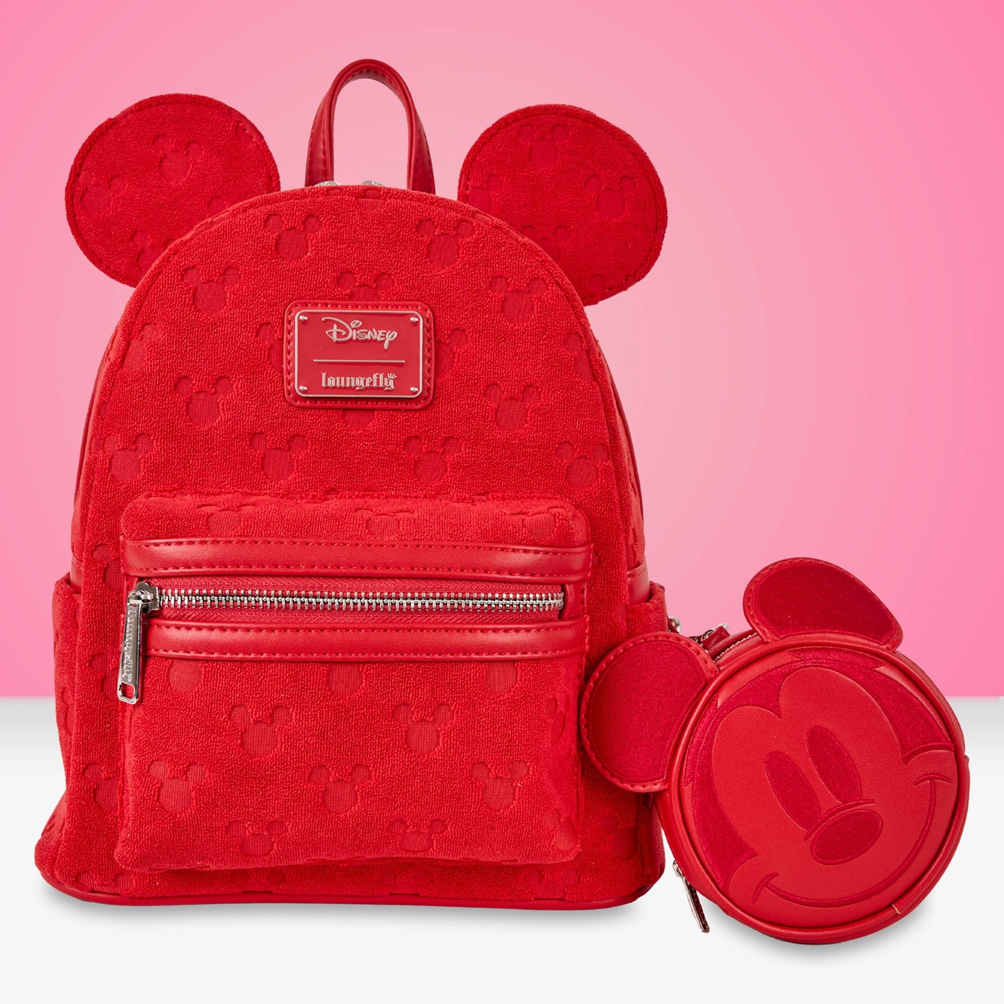 Loungefly x Disney Mickey Silhouette Burnout Red Mini Backpack - GeekCore