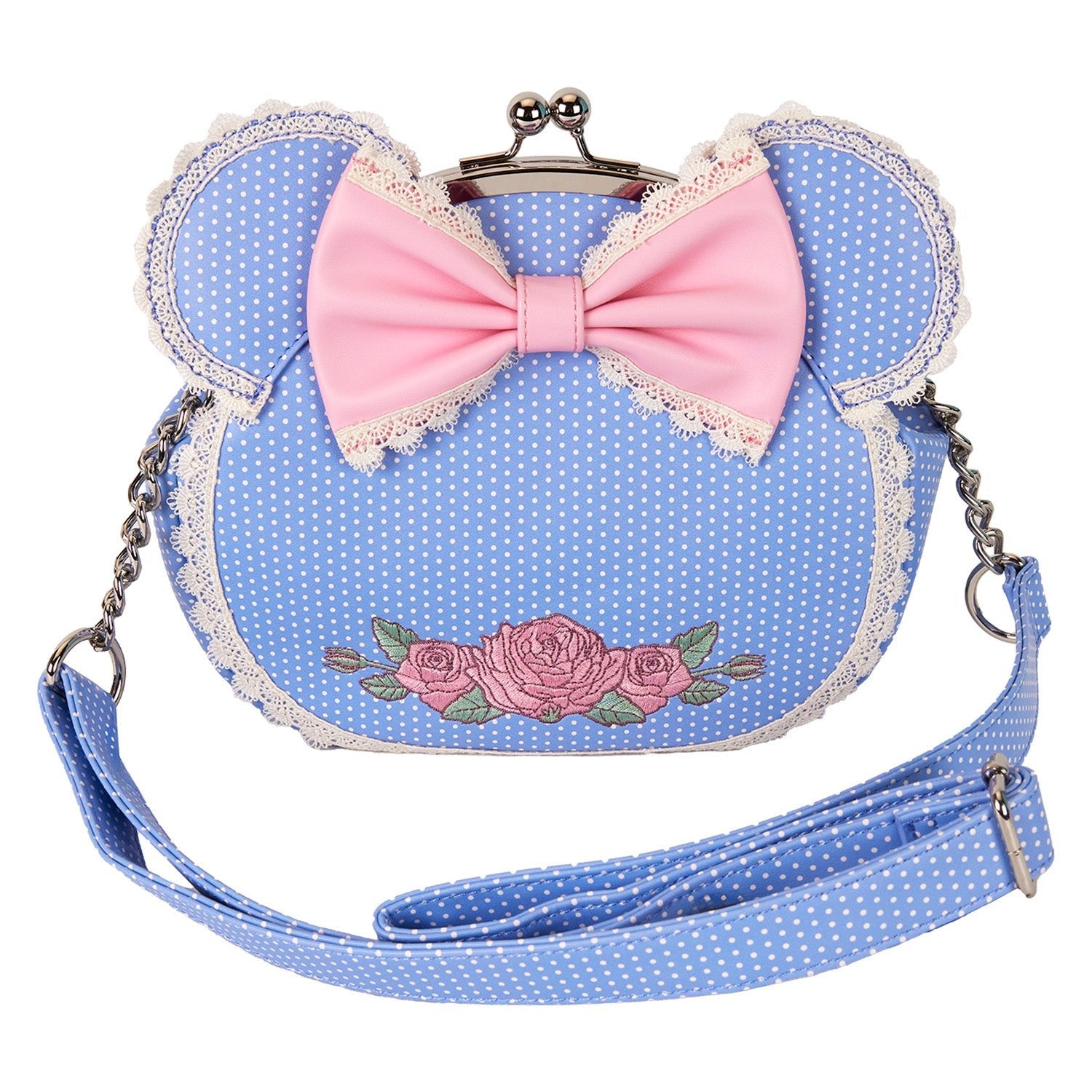 Loungefly x Disney Minnie Floral and Lace Kisslock Crossbody Bag - GeekCore